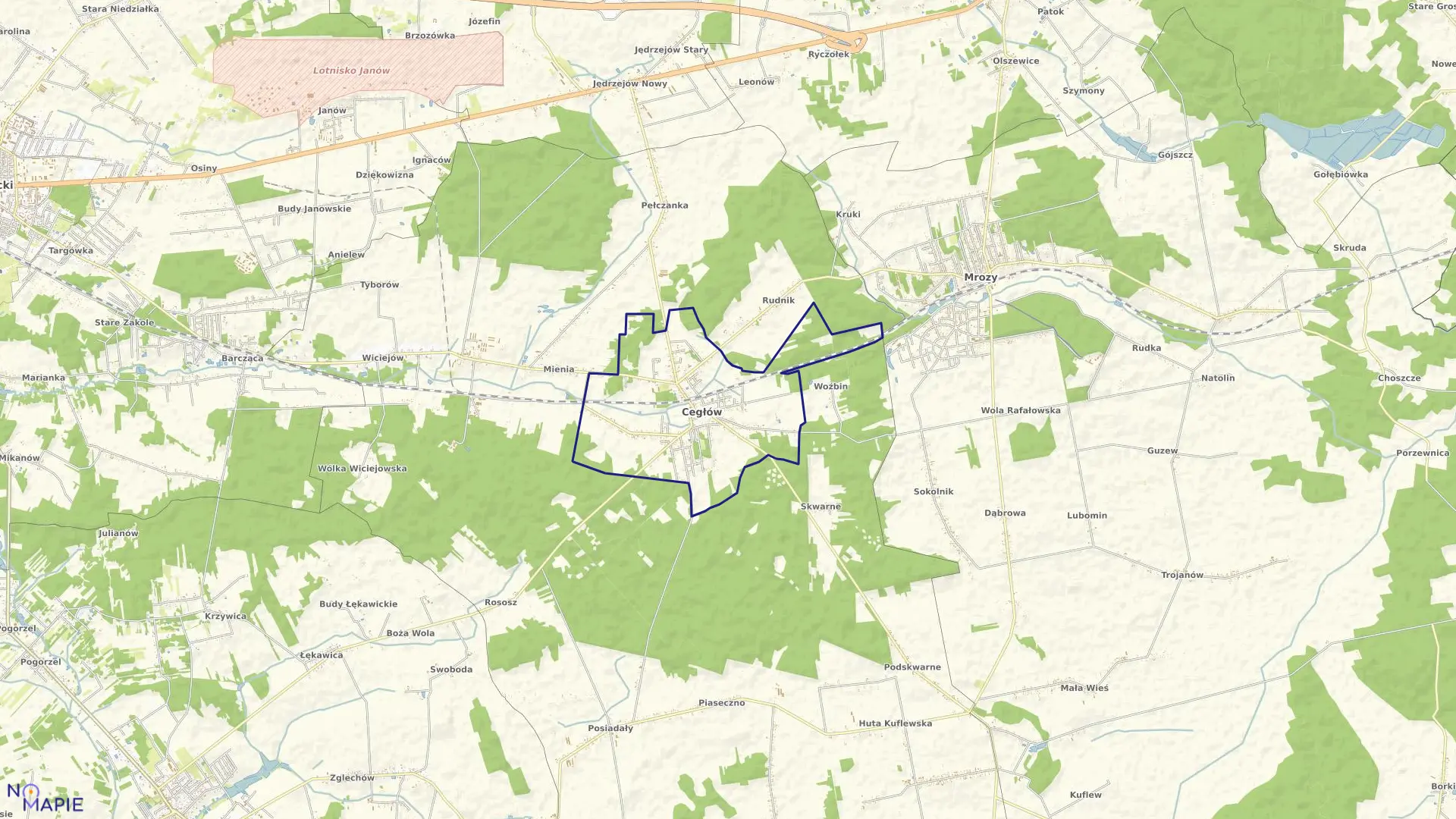 Mapa obrębu CEGŁÓW w gminie Cegłów